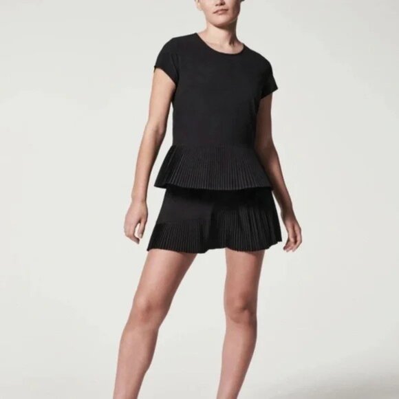 SPANX Black Pleated Hem Blouse and SPANX Black Pleated Skirt - Picture 1 of 12